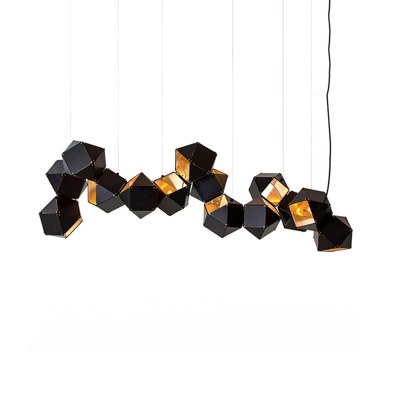 Modern Black/White Multifaceted Metal Chandelier Light - 8/12 Heads Perfect For Dining Rooms And