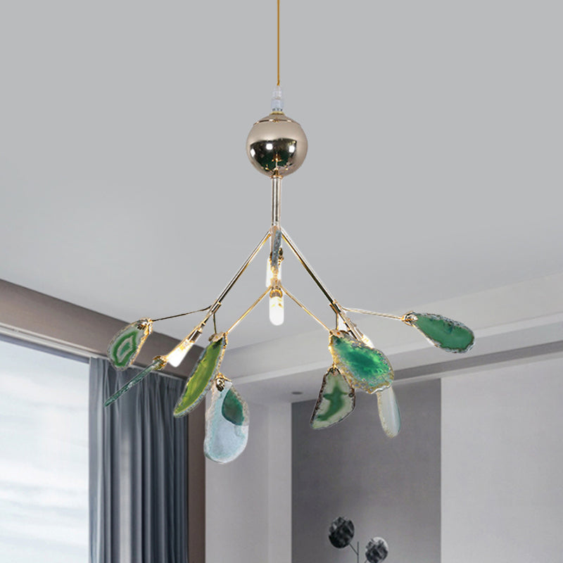 Firefly Agate Ceiling Pendant Lamp - Modern 4/16-Light Chandelier For Living Room In Blue/Green 4 /