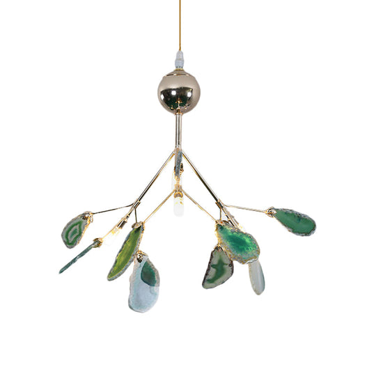 Firefly Agate Ceiling Pendant Lamp - Modern 4/16-Light Chandelier For Living Room In Blue/Green