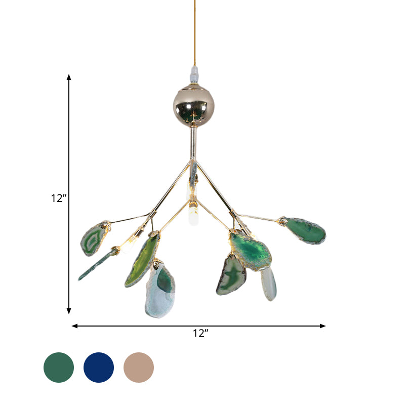 Firefly Agate Ceiling Pendant Lamp - Modern 4/16-Light Chandelier For Living Room In Blue/Green