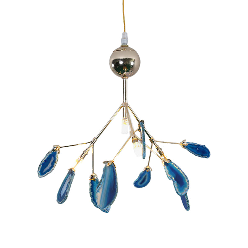 Firefly Agate Ceiling Pendant Lamp - Modern 4/16-Light Chandelier For Living Room In Blue/Green