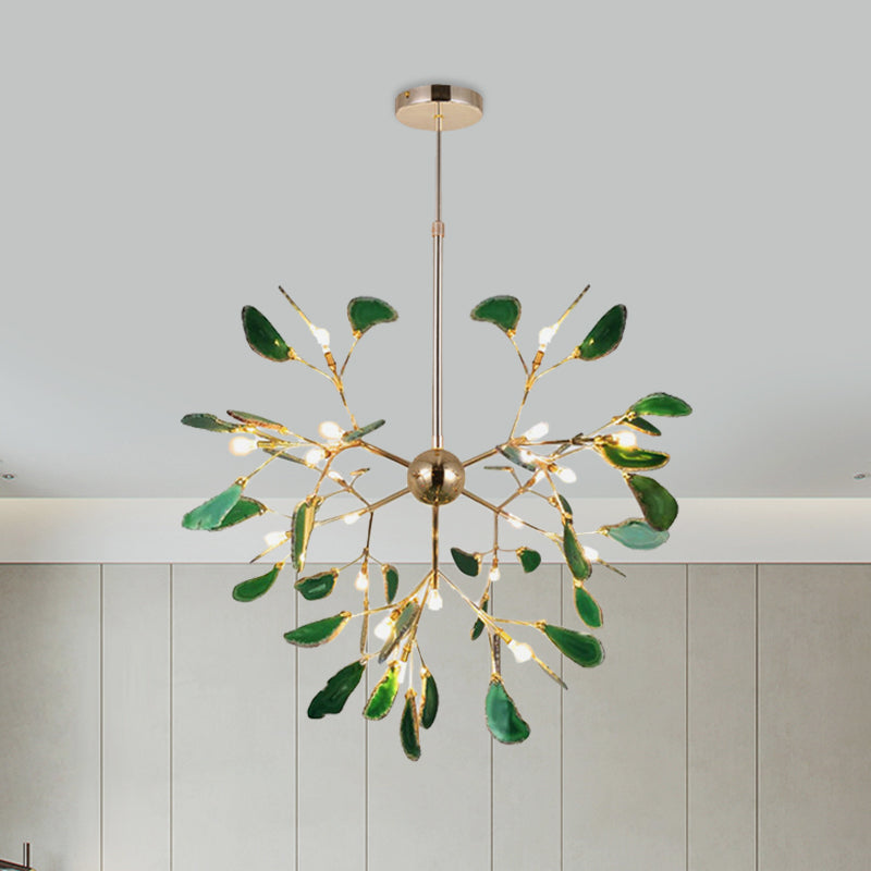 Firefly Agate Ceiling Pendant Lamp - Modern 4/16-Light Chandelier For Living Room In Blue/Green 16 /