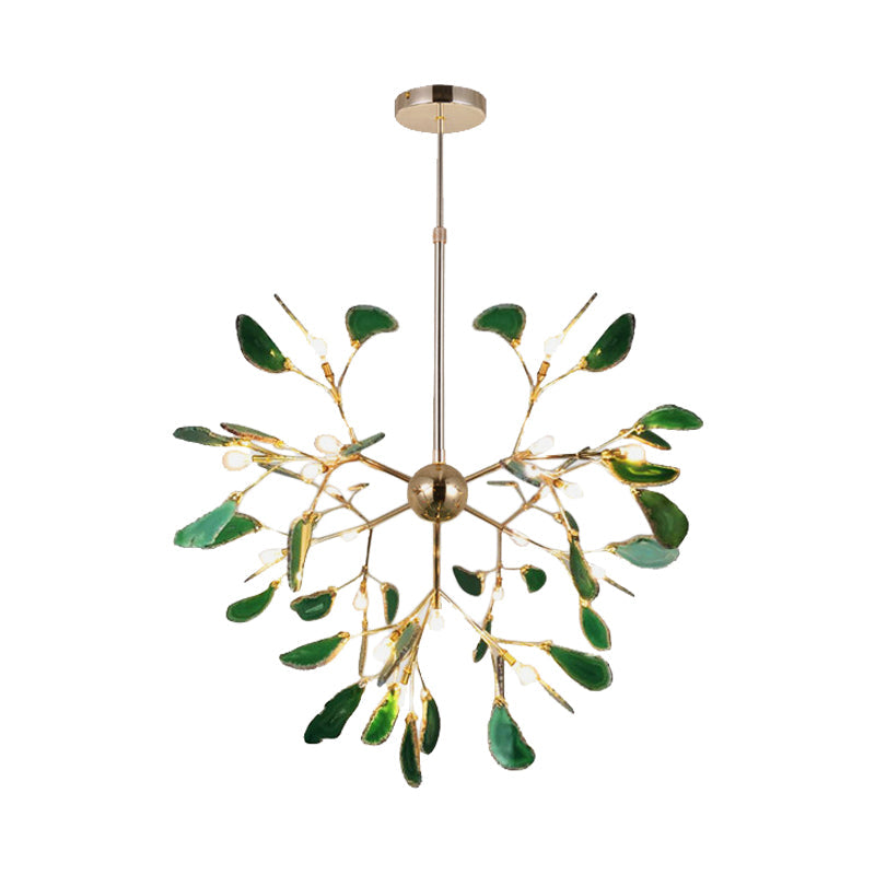 Firefly Agate Ceiling Pendant Lamp - Modern 4/16-Light Chandelier For Living Room In Blue/Green