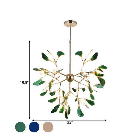 Firefly Agate Ceiling Pendant Lamp - Modern 4/16-Light Chandelier For Living Room In Blue/Green