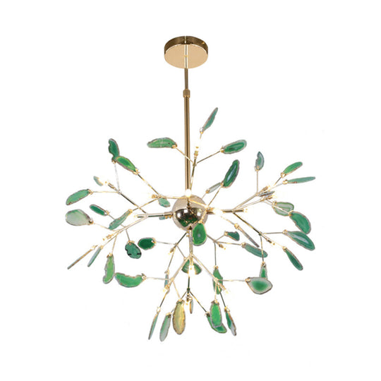 Firefly Agate Ceiling Pendant Lamp - Modern 4/16-Light Chandelier For Living Room In Blue/Green