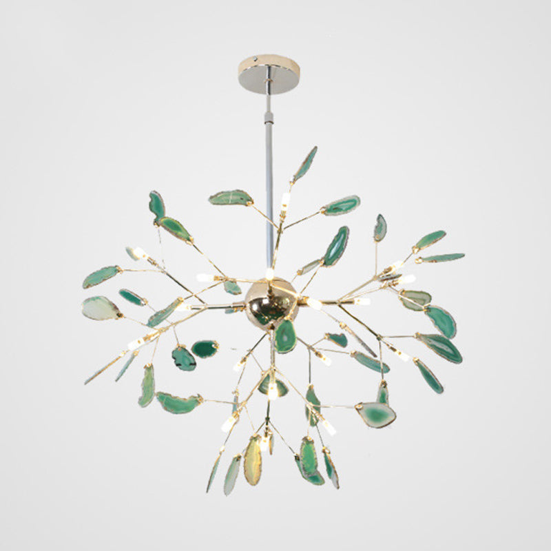 Firefly Agate Ceiling Pendant Lamp - Modern 4/16-Light Chandelier For Living Room In Blue/Green