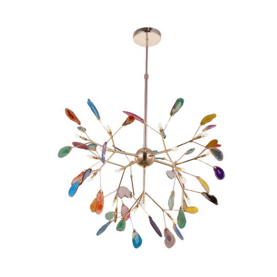 Firefly Agate Ceiling Pendant Lamp - Modern 4/16-Light Chandelier For Living Room In Blue/Green