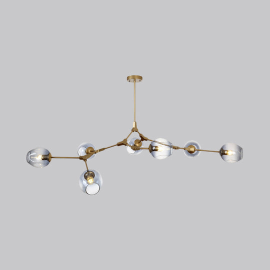 Modern Black/Gold Branch Chandelier Lamp - 5/6 Lights Smoke Gray/Tan Glass Dining Room Lighting