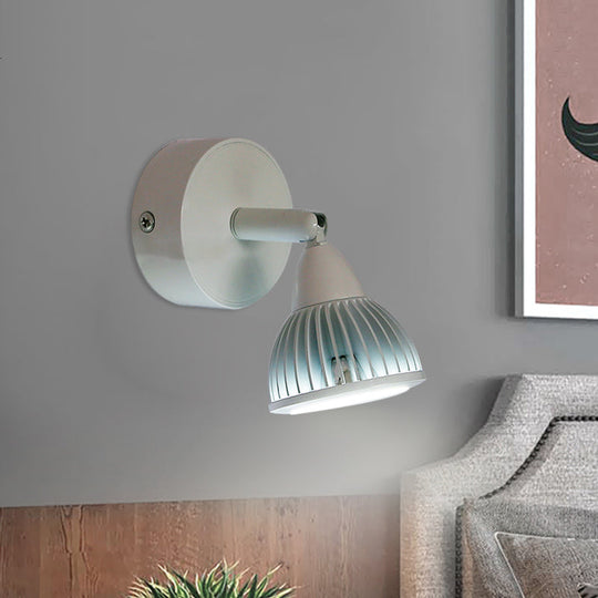 Modern Rotatable Domed Wall Sconce Light - Metal Led Lamp In Black/White With Switch Warm/White