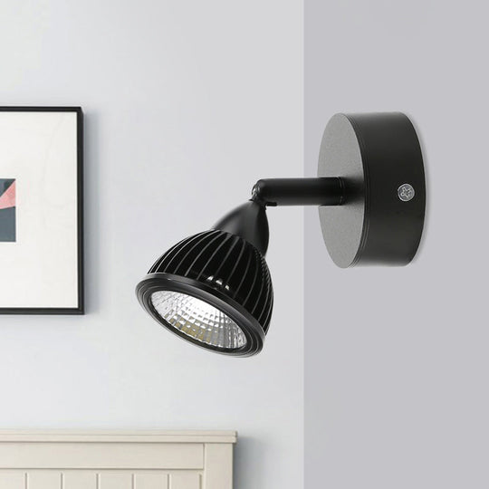 Modern Rotatable Domed Wall Sconce Light - Metal Led Lamp In Black/White With Switch Warm/White