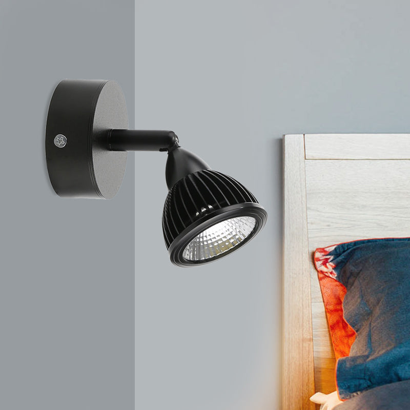 Modern Rotatable Domed Wall Sconce Light - Metal Led Lamp In Black/White With Switch Warm/White