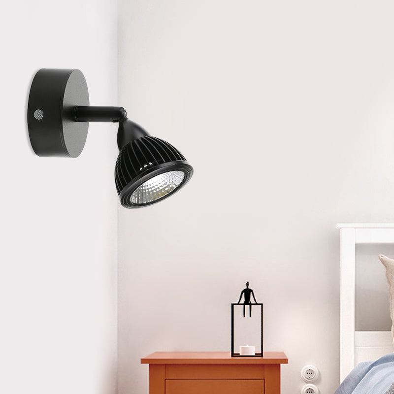 Modern Rotatable Domed Wall Sconce Light - Metal Led Lamp In Black/White With Switch Warm/White