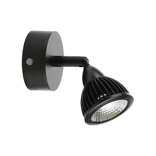 Modern Rotatable Domed Wall Sconce Light - Metal Led Lamp In Black/White With Switch Warm/White