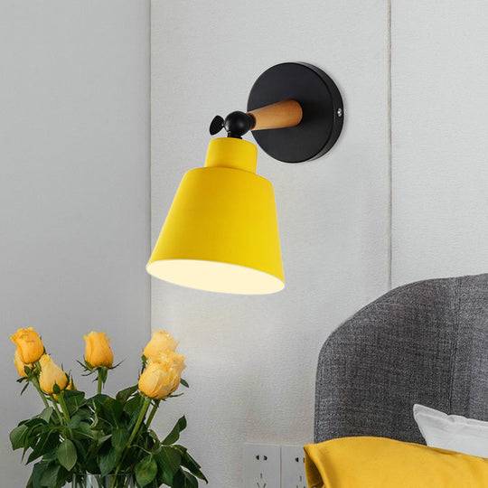 Macaron Loft Bucket Sconce Light - Rotatable Metal Wall Lamp For Hospitality