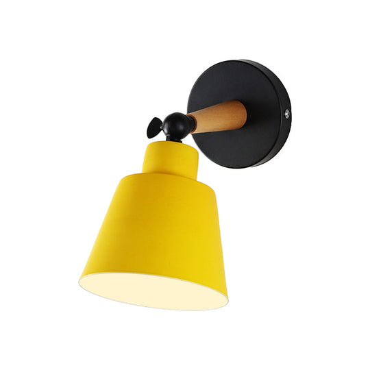 Macaron Loft Bucket Sconce Light - Rotatable Metal Wall Lamp For Hospitality