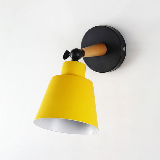 Macaron Loft Bucket Sconce Light - Rotatable Metal Wall Lamp For Hospitality