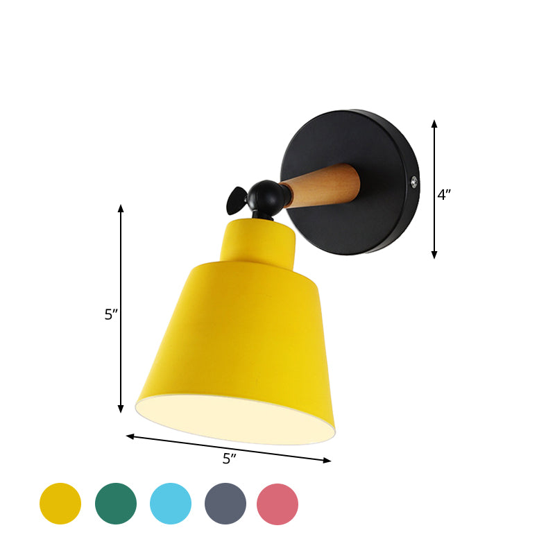 Macaron Loft Bucket Sconce Light - Rotatable Metal Wall Lamp For Hospitality