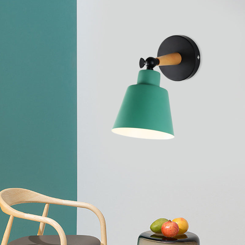 Macaron Loft Bucket Sconce Light - Rotatable Metal Wall Lamp For Hospitality