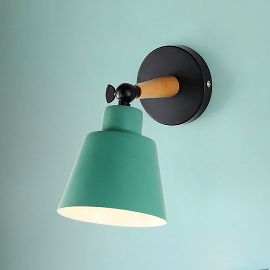 Macaron Loft Bucket Sconce Light - Rotatable Metal Wall Lamp For Hospitality