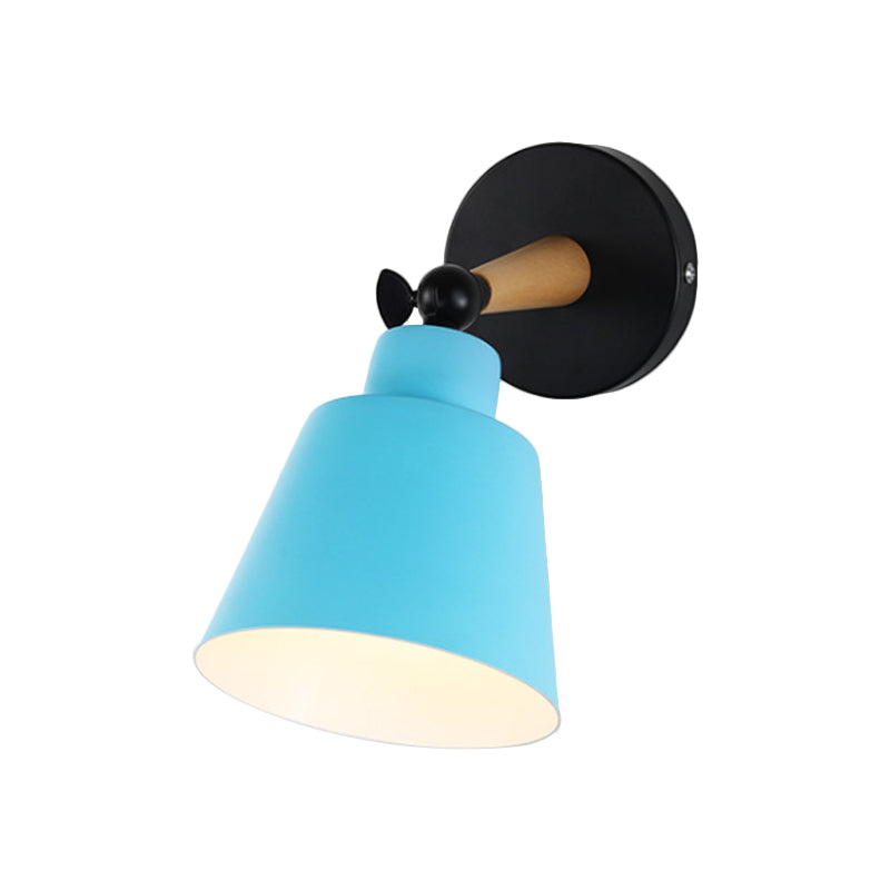 Macaron Loft Bucket Sconce Light - Rotatable Metal Wall Lamp For Hospitality