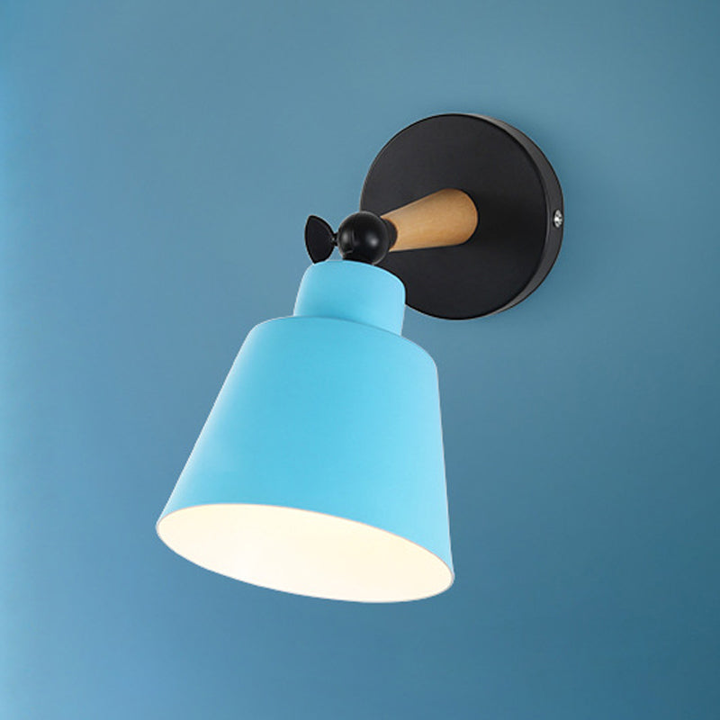 Macaron Loft Bucket Sconce Light - Rotatable Metal Wall Lamp For Hospitality