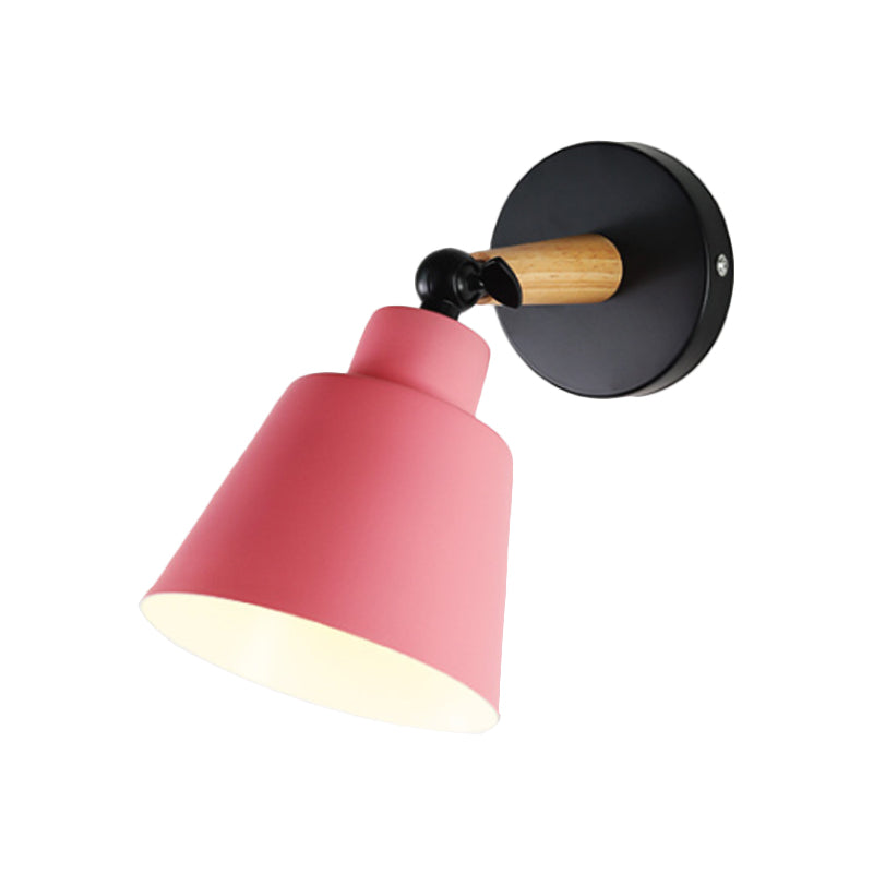 Macaron Loft Bucket Sconce Light - Rotatable Metal Wall Lamp For Hospitality