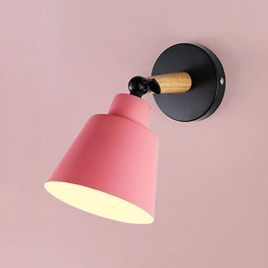 Macaron Loft Bucket Sconce Light - Rotatable Metal Wall Lamp For Hospitality