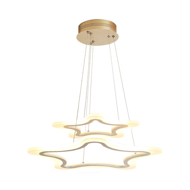 Modern Led Acrylic Star Pendant Light - 2-Light Ceiling Chandelier In Warm/White Multiple Sizes