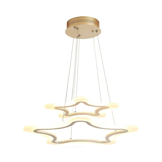 Modern Led Acrylic Star Pendant Light - 2-Light Ceiling Chandelier In Warm/White Multiple Sizes