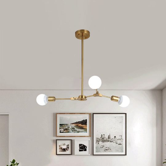 Nordic Style Metal Rotatable Branch Chandelier - Black/Gold Pendant Light (3/6 Lights)