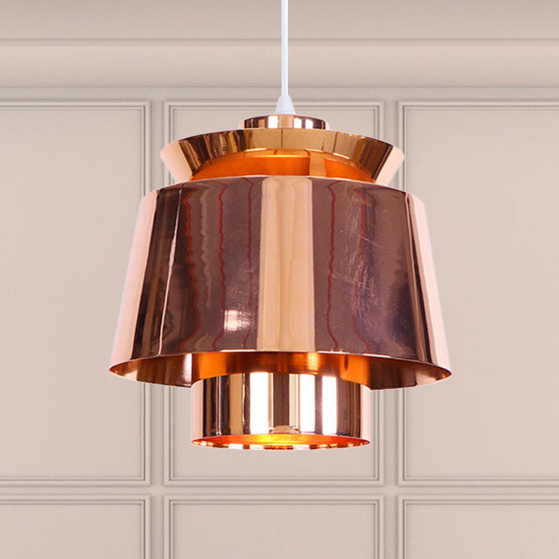 Designer Rose Gold Mirror Pendant Light with Tapered Shade - Modern & Stylish Metal Ceiling Pendant