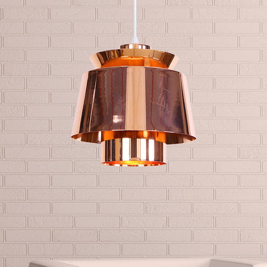 Designer Rose Gold Mirror Pendant Light with Tapered Shade - Modern & Stylish Metal Ceiling Pendant