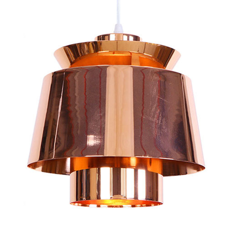 Designer Rose Gold Mirror Pendant Light with Tapered Shade - Modern & Stylish Metal Ceiling Pendant