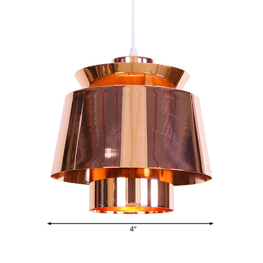 Designer Rose Gold Mirror Pendant Light with Tapered Shade - Modern & Stylish Metal Ceiling Pendant