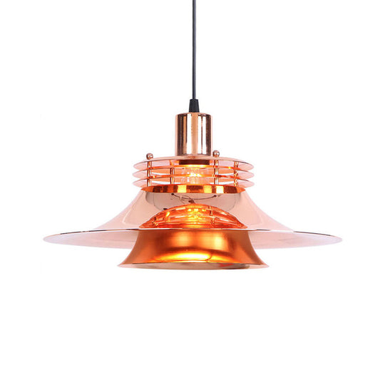 Metallic Flared Pendant Lamp: 1-Light Industrial Indoor Lighting for Dining Room