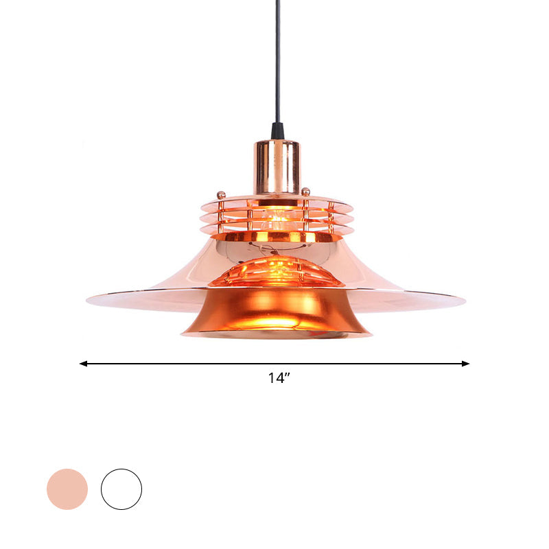 Metallic Flared Pendant Lamp: 1-Light Industrial Indoor Lighting for Dining Room