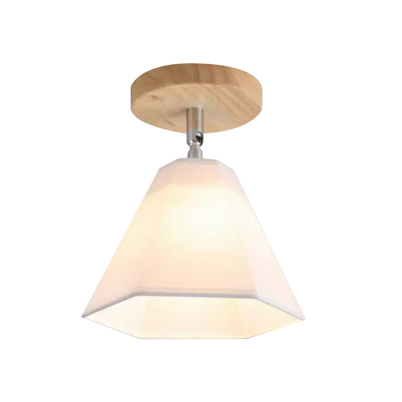 Semi Flush Country Style Wood Angle Adjustable Ceiling Light Fixture