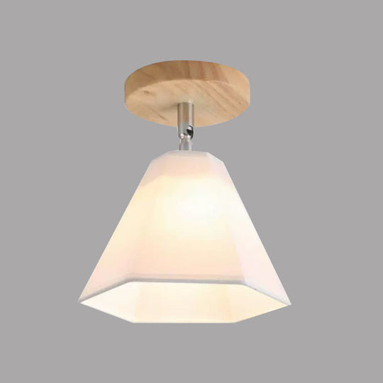 Semi Flush Country Style Wood Angle Adjustable Ceiling Light Fixture