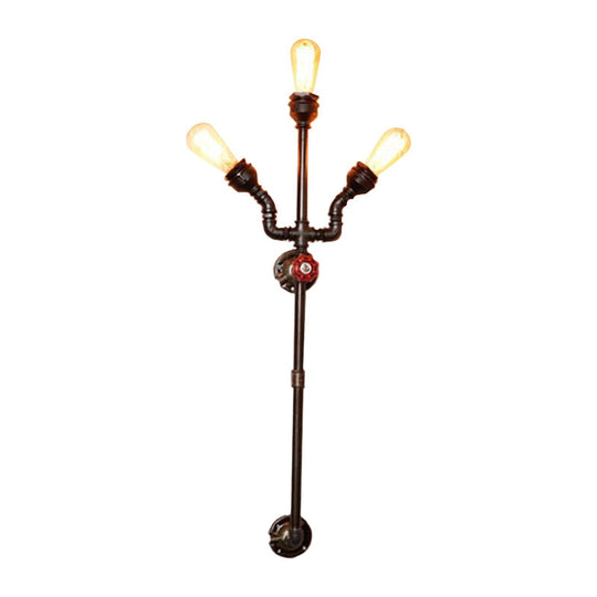 Steampunk Trident Exposed Sconce Lighting: 3-Light Metallic Wall Fixture In Bronze