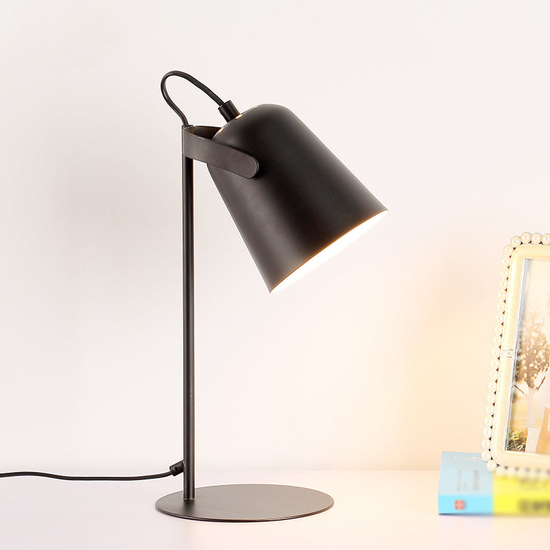 Modern Macaron Style 1-Light Tapered Desk Lamp Rotatable Metallic Reading Light Black/White For