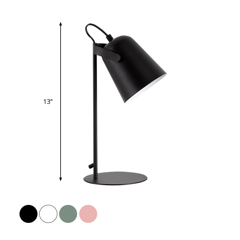 Modern Macaron Style 1-Light Tapered Desk Lamp Rotatable Metallic Reading Light Black/White For