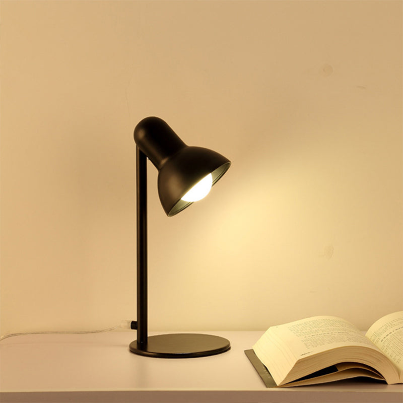 Stylish Black/White Metal Dome Shade Desk Lamp With Standing Bedside Lighting - Loft Design 1 Bulb