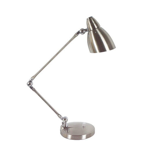 Industrial Style Adjustable Arm Reading Light - Nickel/Chrome Metal Ideal For Study Rooms And Desks