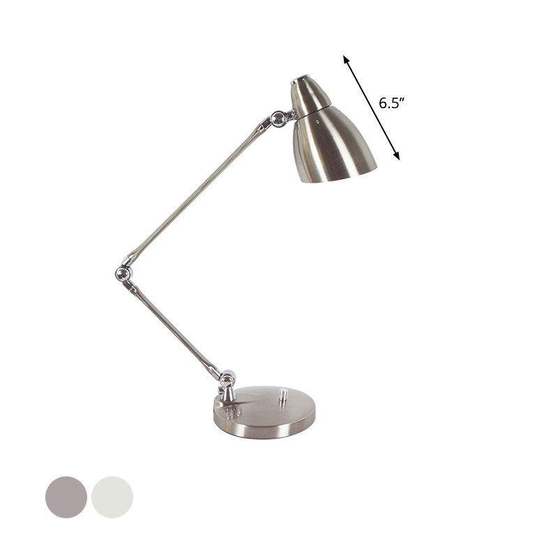 Industrial Style Adjustable Arm Reading Light - Nickel/Chrome Metal Ideal For Study Rooms And Desks