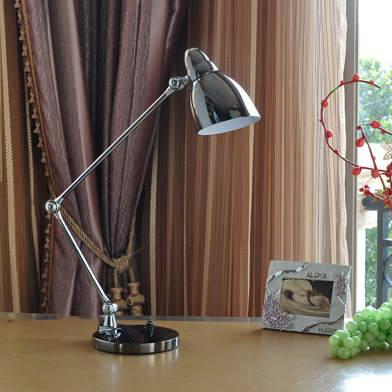 Industrial Style Adjustable Arm Reading Light - Nickel/Chrome Metal Ideal For Study Rooms And Desks