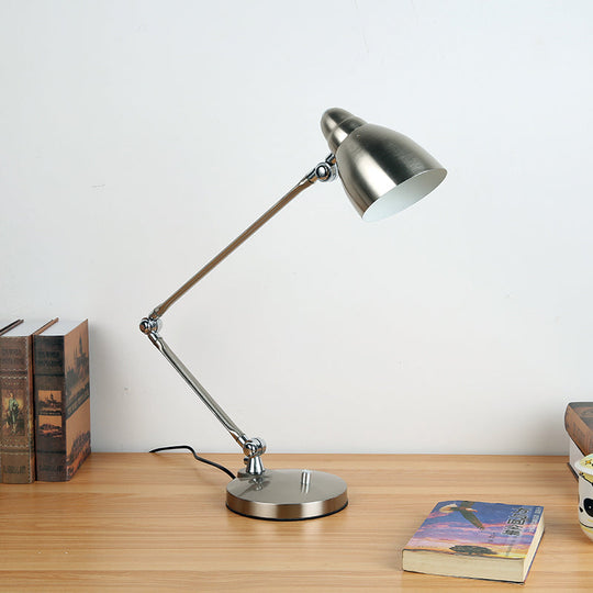 Industrial Style Adjustable Arm Reading Light - Nickel/Chrome Metal Ideal For Study Rooms And Desks