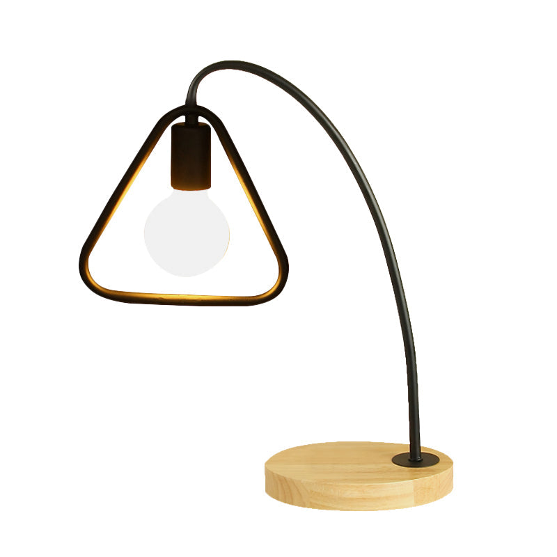 Industrial Style Metal Table Light With Triangle Frame Shade - Bedroom Lighting Solution