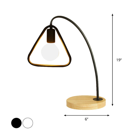 Industrial Style Metal Table Light With Triangle Frame Shade - Bedroom Lighting Solution