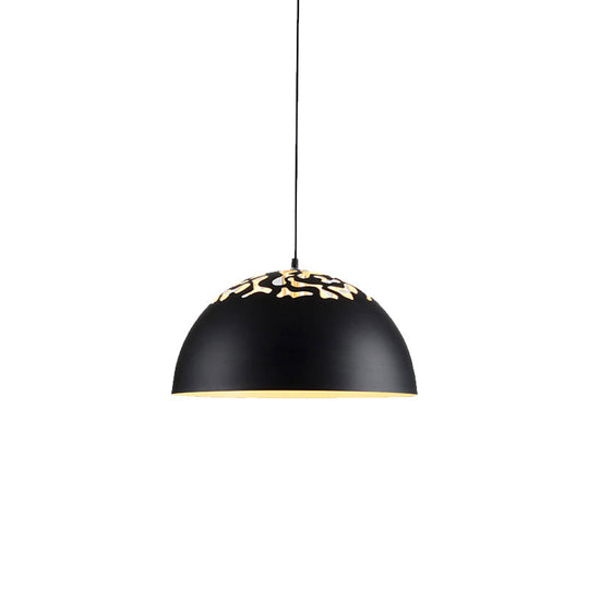 Modern Style Domed Metal Pendant Lamp - 14"/16"/20.5" Width - 1 Bulb - Dining Table Hanging Ceiling Light in White/Black