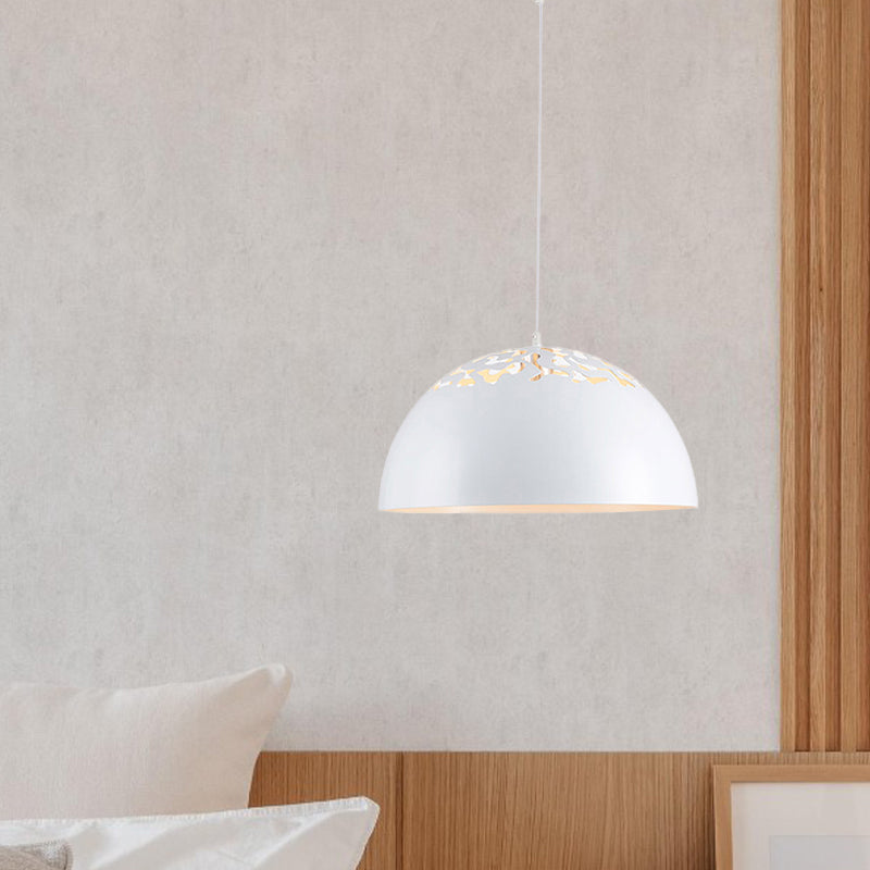 Domed Metal Pendant Lamp - Modern Style Ceiling Light White/Black 14/16/20.5 1 Bulb Ideal For Dining